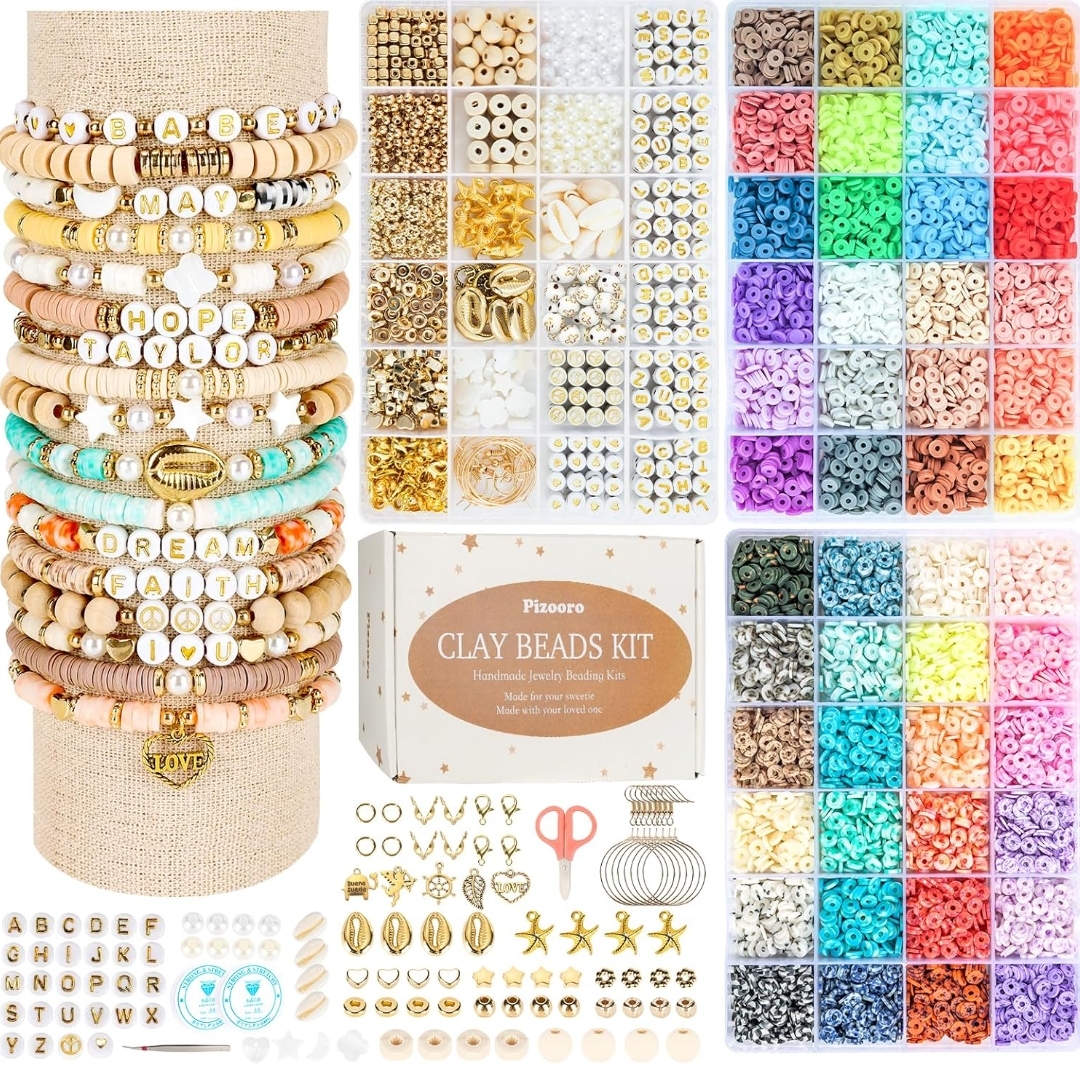 Colorful Clay Beads Kit With Alphabet Charms